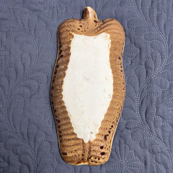 Vintage Geode Leaf Pottery Glazed Green, Blue & Brown Trinket Dish/Tray 9” x 1” - Picture 4 of 4